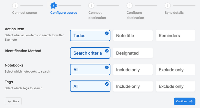 Configuration Settings for TaskClone