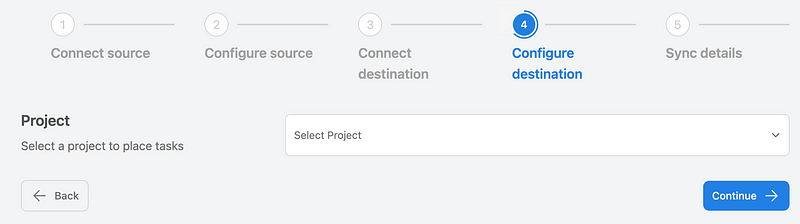 Selecting Todoist as a Destination