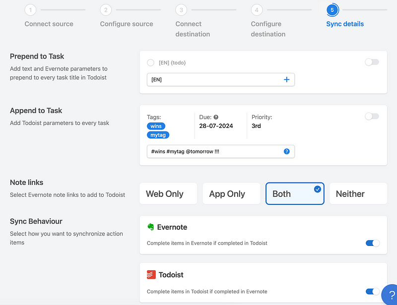 Sync Details Configuration