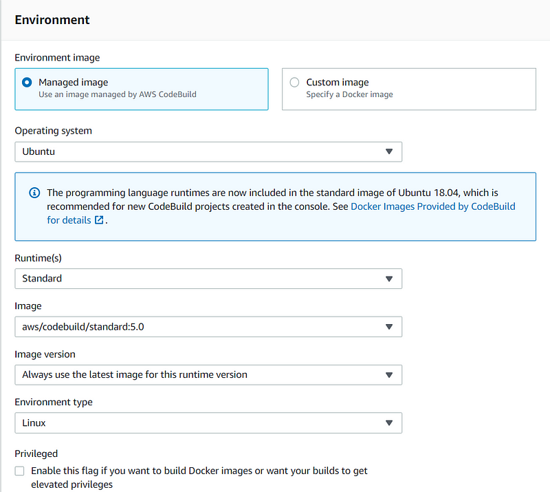 Configuring project settings in CodeBuild