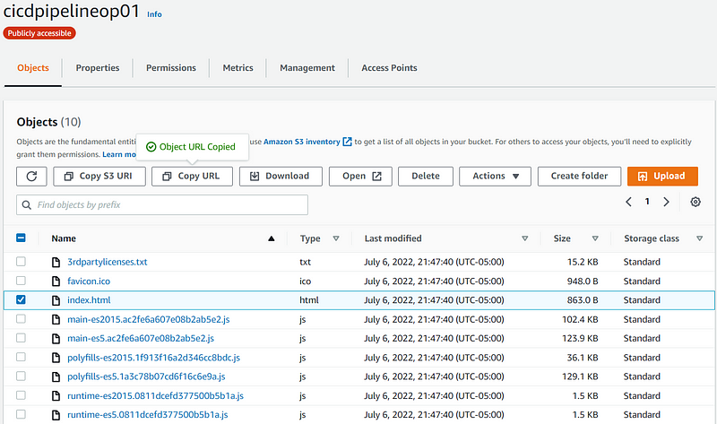 Accessing index.html in the S3 bucket