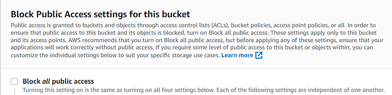 Finalizing the creation of the S3 bucket