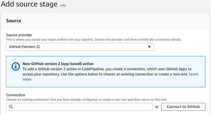 Connecting GitHub as the source provider