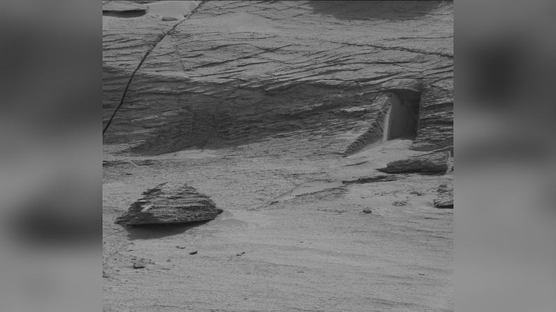 Image showing a teddy bear-like rock formation on Mars