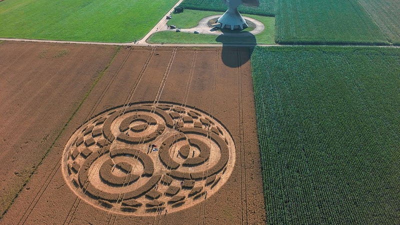 Intricate design of a crop circle