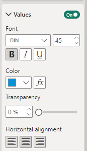 Callout values settings for KPI card