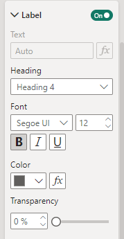 Label settings for KPI card