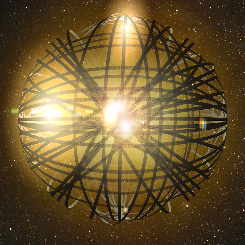 Artist's rendering of a Dyson swarm