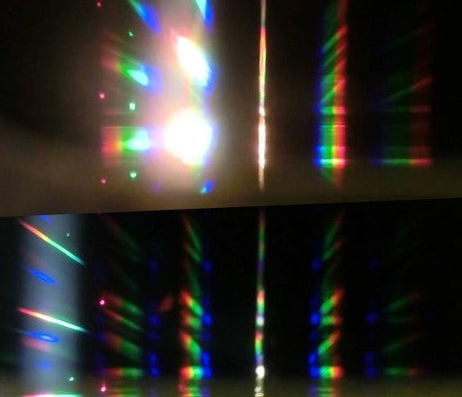 Example of light readings from the spectrometer