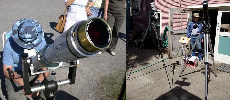 Telescope with solar filter setup