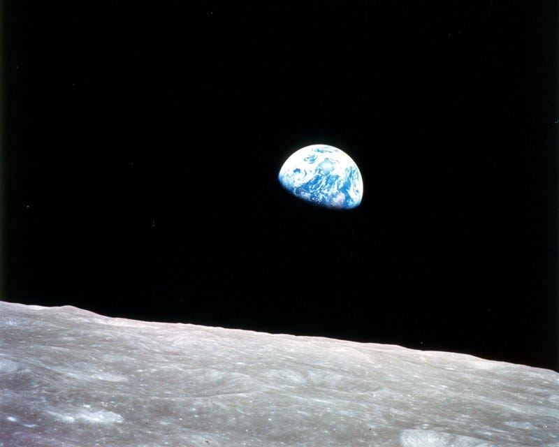 Earth as seen from lunar orbit, highlighting its fragility.