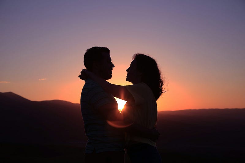 Couples connecting through technology