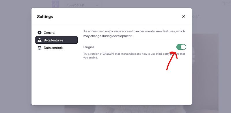 ChatGPT settings interface