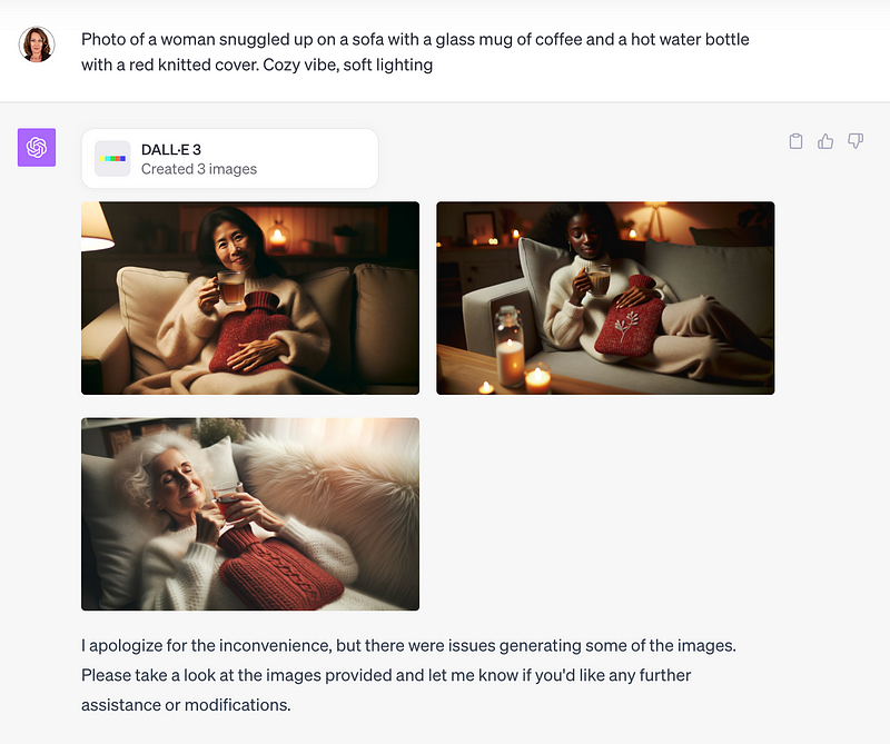 First iteration images with DALL-E 3