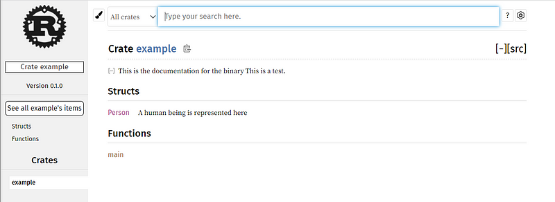 Rust Documentation Example