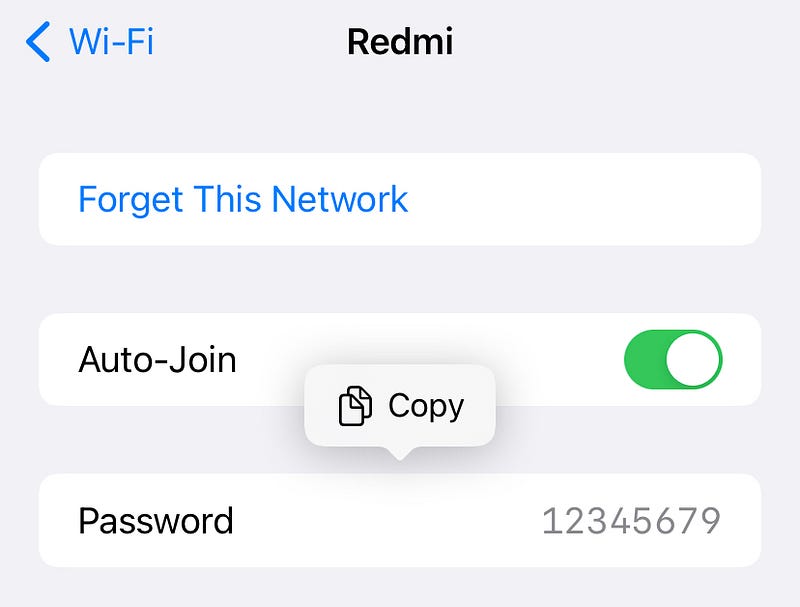 Viewing existing Wi-Fi passwords in iOS 16