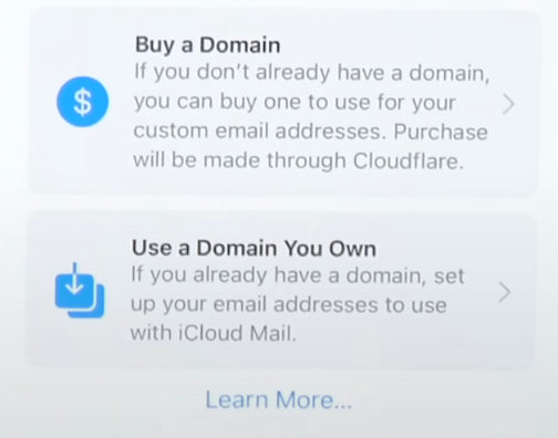 Purchasing domains through iCloud+