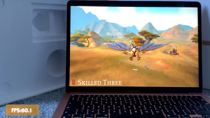 MacBook Air showcasing gaming performance