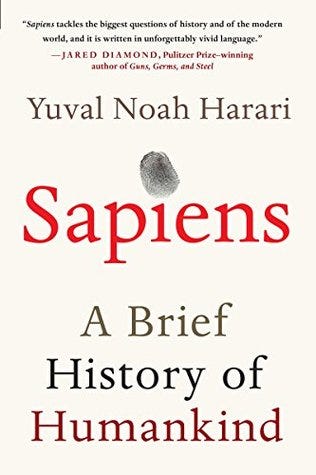 Visual representation of Sapiens book cover