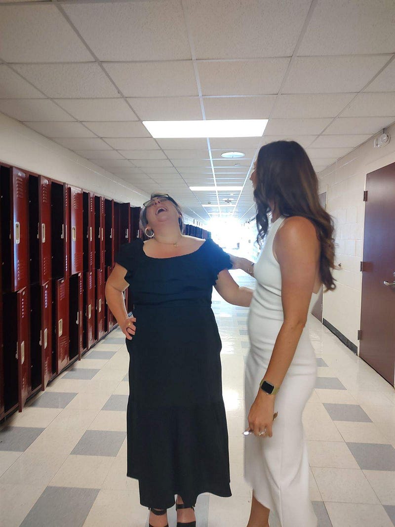 Author with best friend during high school reunion