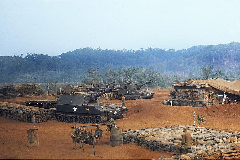 M109s at a firebase